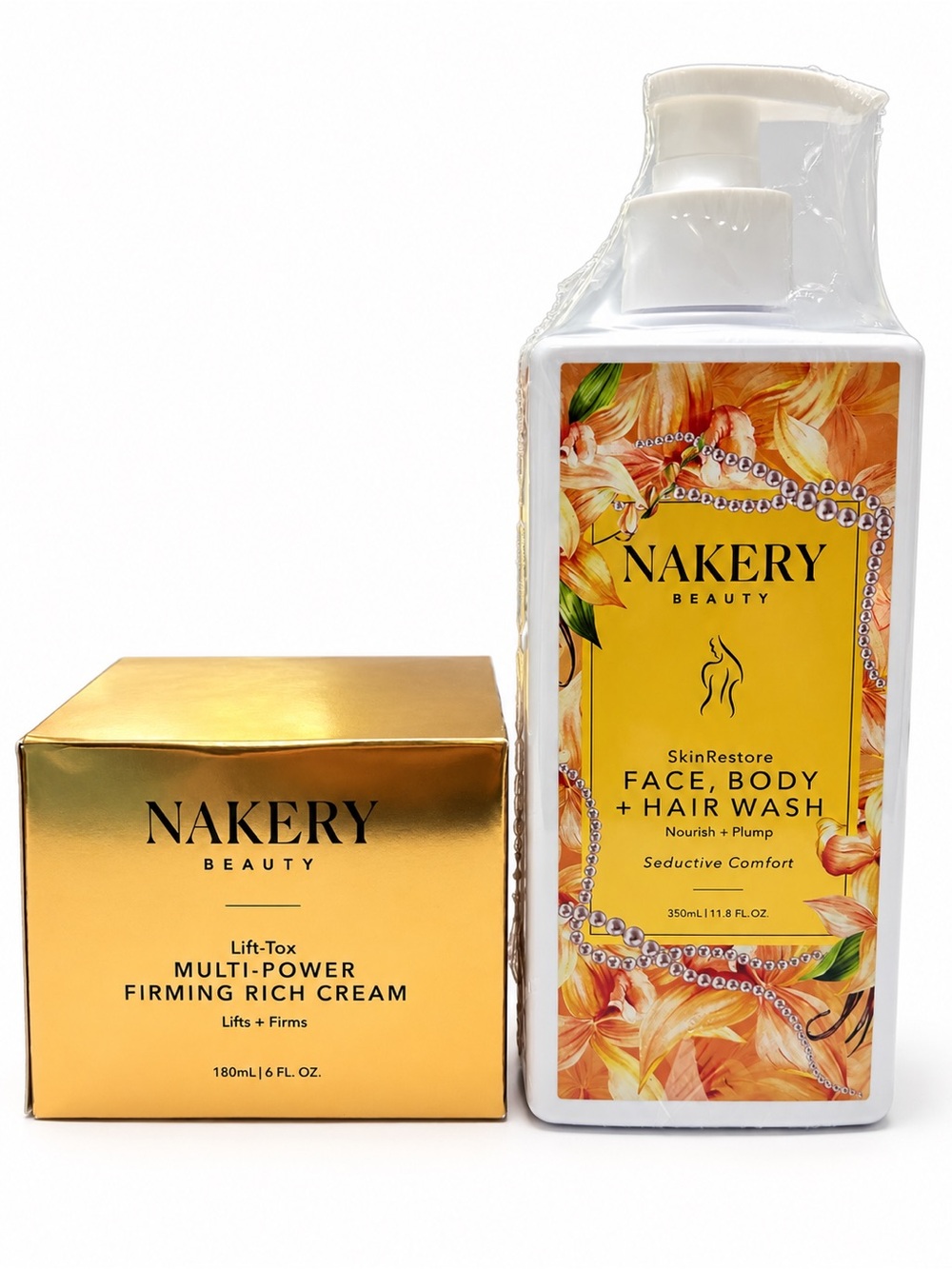 Nakery Beauty Lift-Tox Firming Rich Cream + Face Body Hair Wash Bundle New